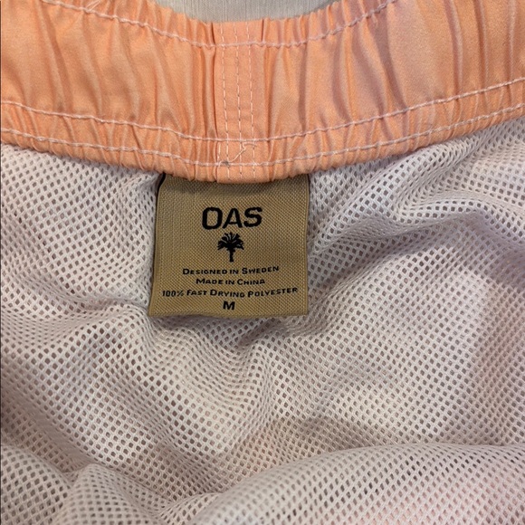 Peach Swim Shorts with Palm Tree Embroidery - Picture 2 of 3